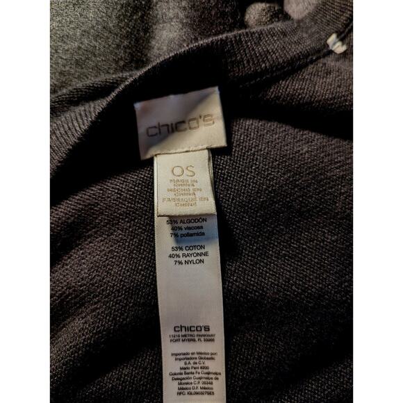 Chicos Cape One size black Cotton Rayon Nylon Feels Like Wool EUC. Slits Hands - Picture 3 of 6